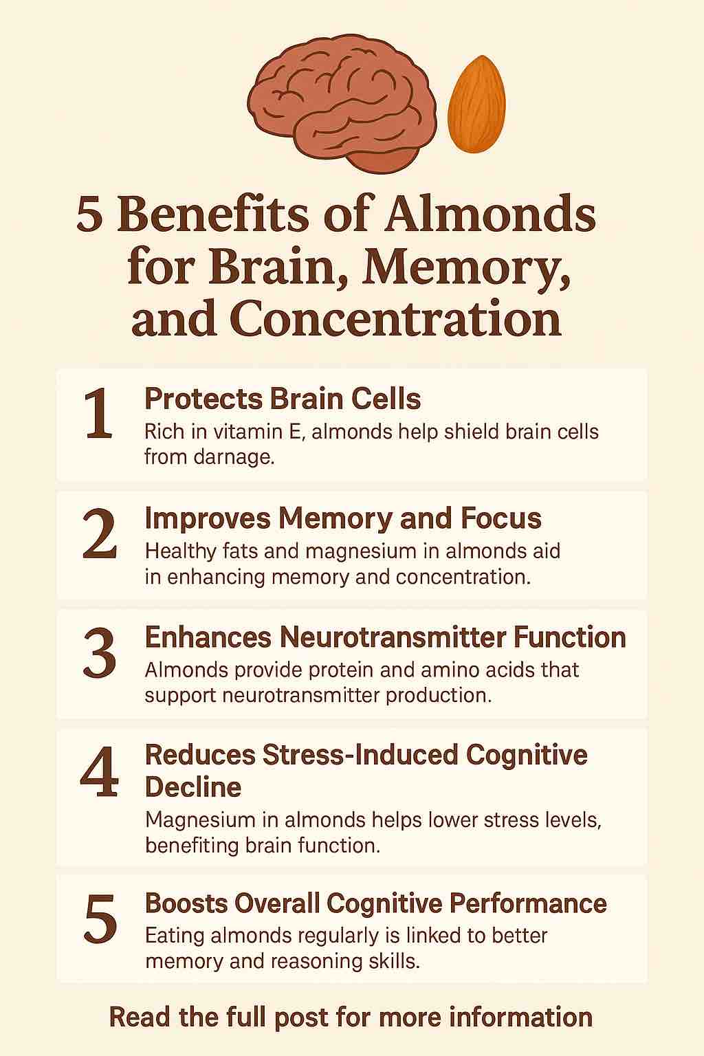 Five Key Benefits of Almonds for Cognitive Function