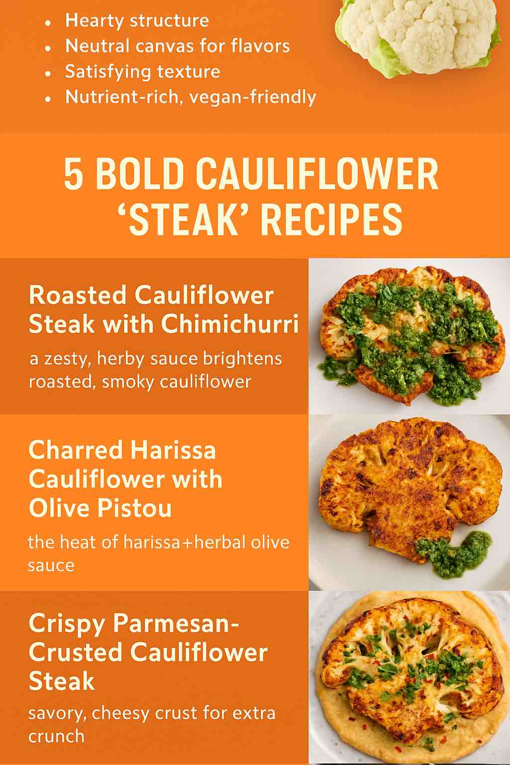 5 BOLD CAULIFLOWER 'STEAK' RECIPES