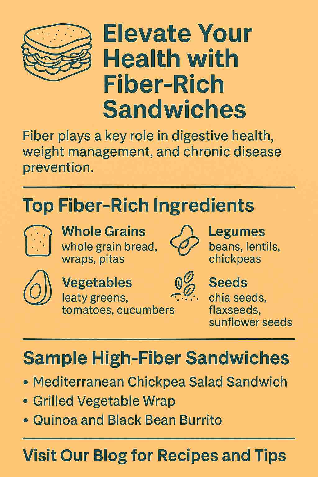 Elevate Your Health with Fiber-Rich Sandwiches Fiber plays a key role in digestive health, weight management, and chronic disease prevention.