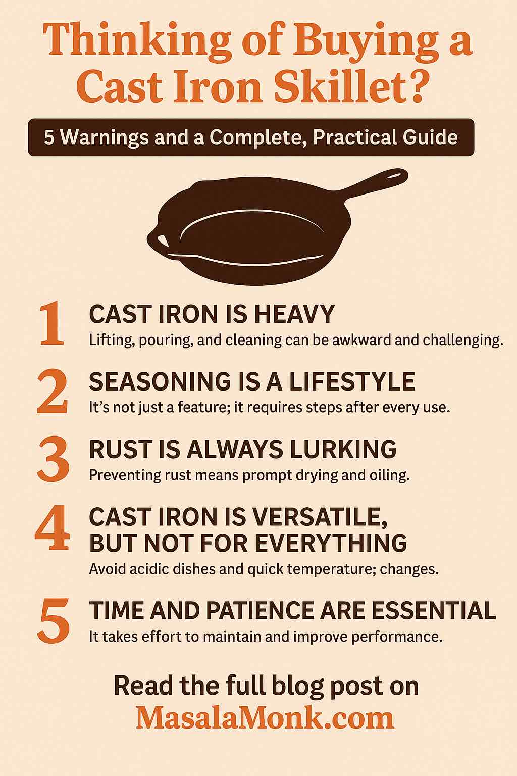 Cast Iron Skillet - 5 Warnings
