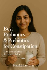 Human cover image for best probiotics and prebiotics for constipation—calm, evidence-based approach to bowel regularity.
