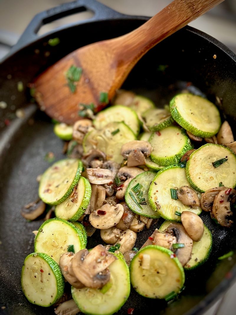 Skillet Mushroom and Zucchini Stir Fry- Fresh and Healthy - Masala Monk