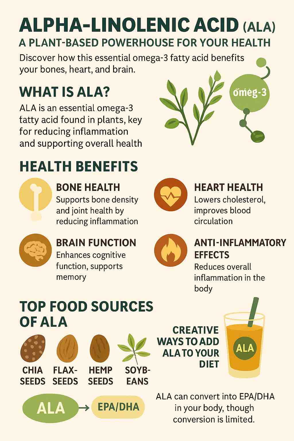 Alpha-Linolenic Acid (ALA): The Plant-Based Omega-3 That Fuels Bone, Brain, and Heart Health