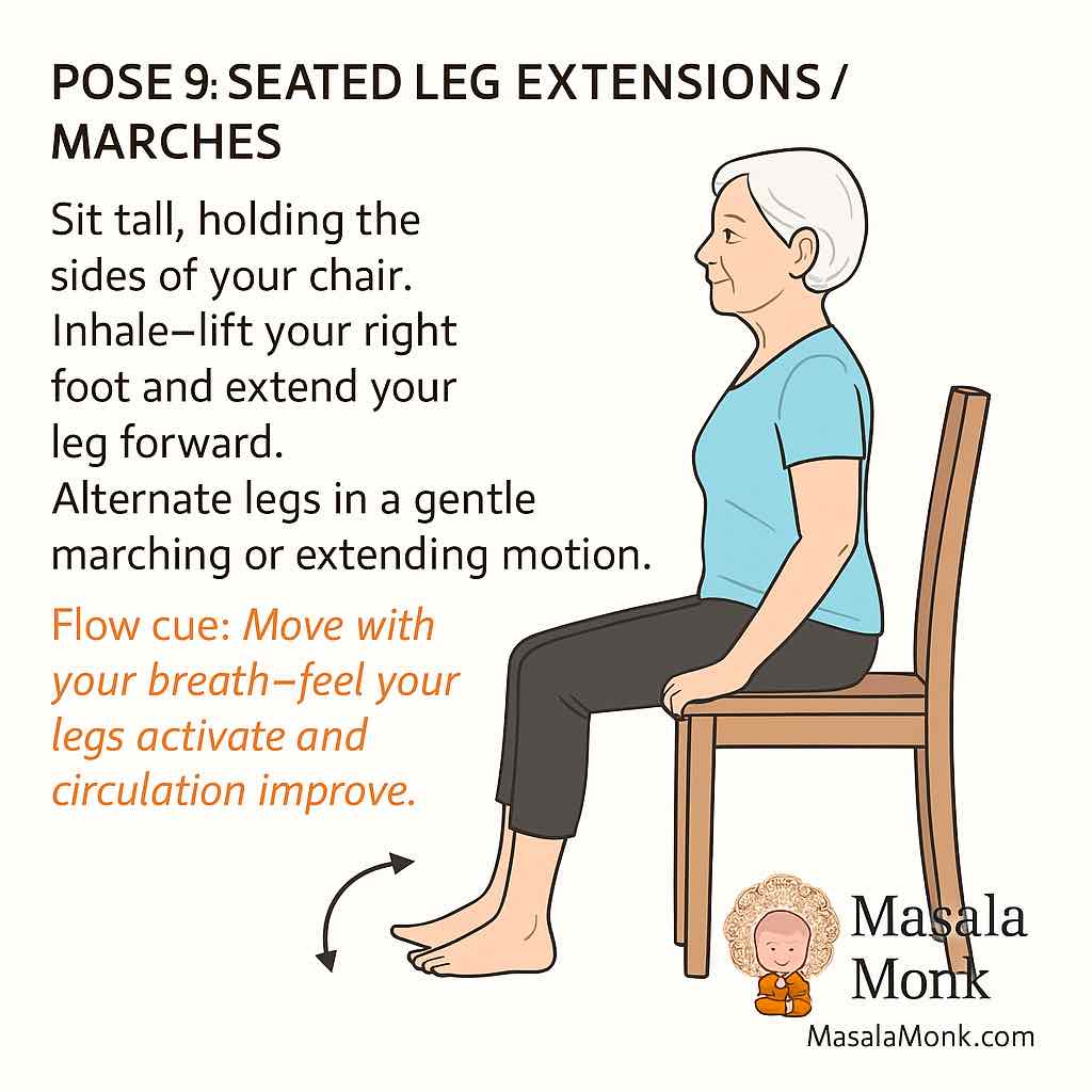 POSE 9: SEATED LEG EXTENSIONS /
MARCHES