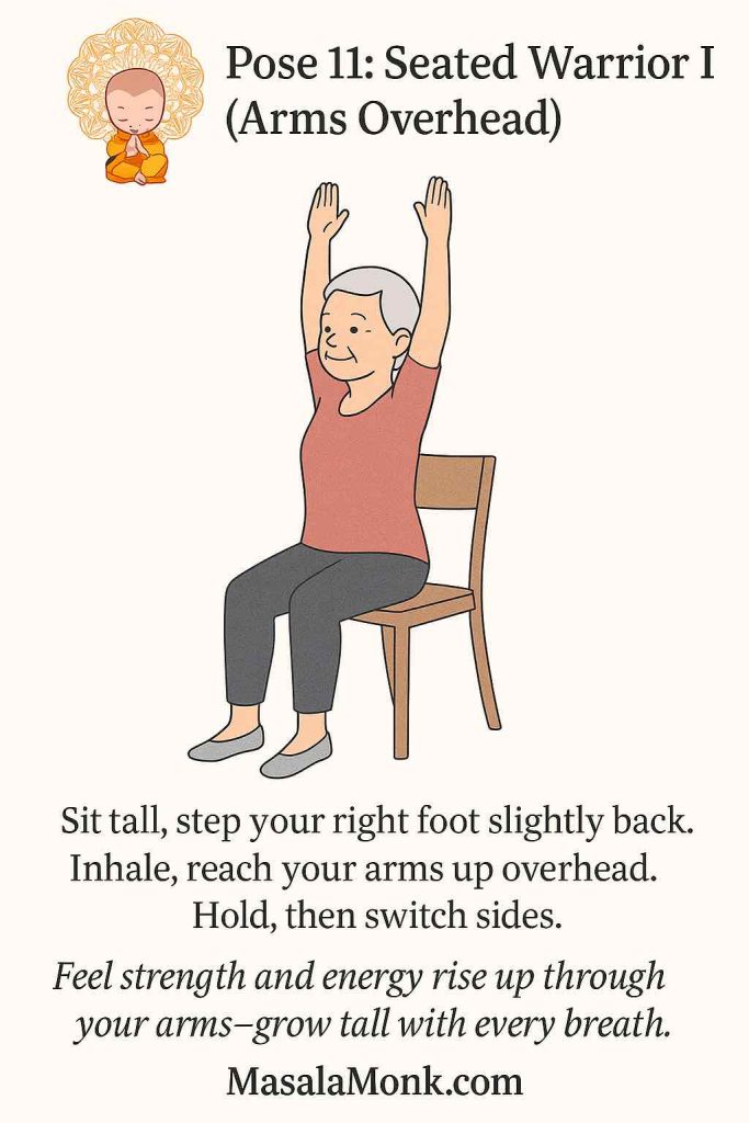 Pose 11: Seated Warrior I (Arms Overhead)