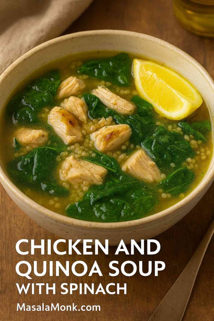Chicken-Quinoa Soup with Spinach & Lemon