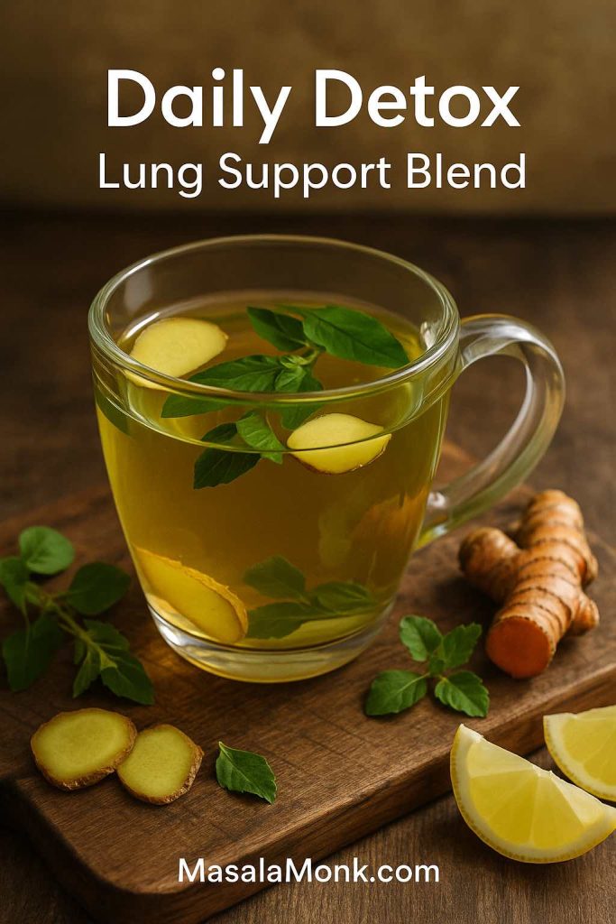 Daily Detox Lung Support Blend – herbal tea with ginger, turmeric, tulsi, and lemon for lung cleanse, detox, and respiratory health – MasalaMonk.com