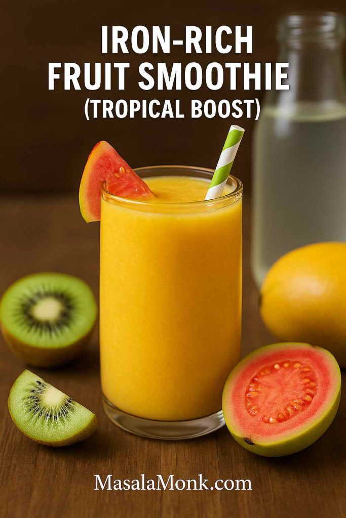 Iron-rich tropical fruit smoothie with mango, guava, and kiwi for natural hemoglobin boost - MasalaMonk High Iron Smoothies & Shakes Recipe Ideas