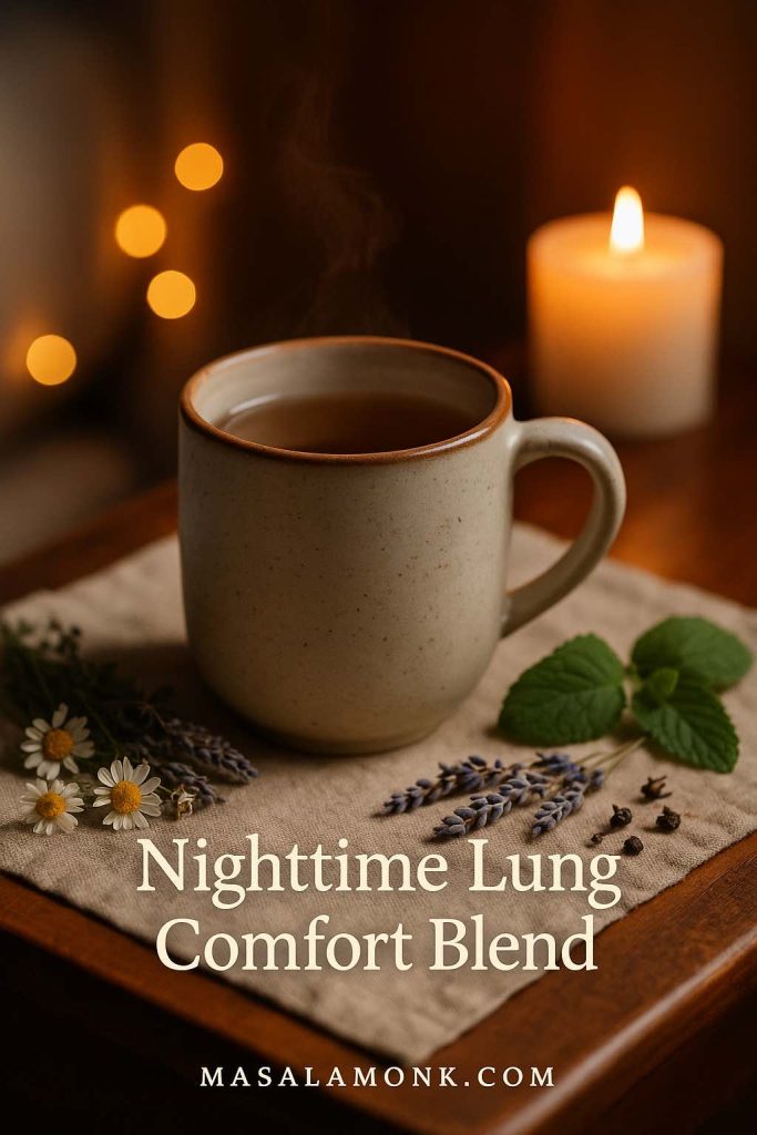 Nighttime Lung Comfort Blend – chamomile, lavender, and lemon balm tea for relaxation, lung support, and better sleep – MasalaMonk.com