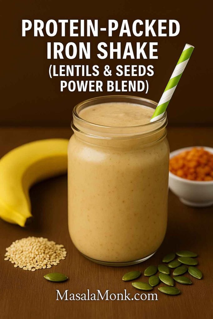 Protein-packed iron shake with lentils, banana, pumpkin seeds, and sesame seeds - MasalaMonk Recipe Ideas