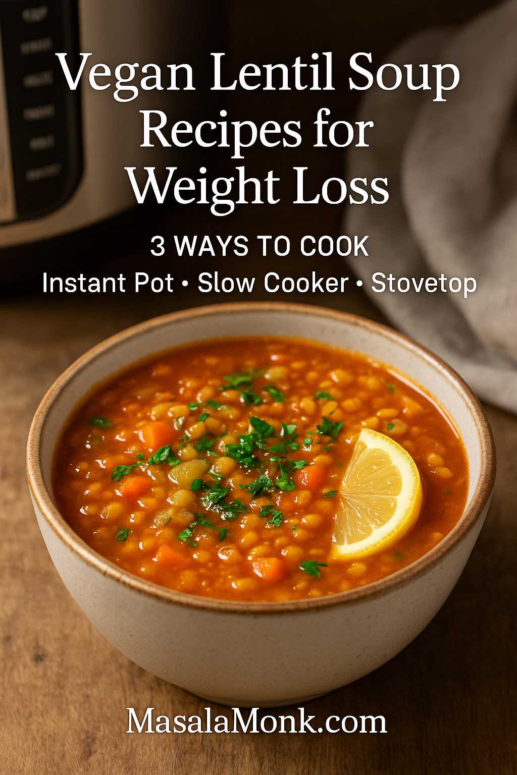 Vegan Lentil Soup Recipes for Weight Loss 3 WAYS TO COOK Instant Pot • Slow Cooker • Stovetop