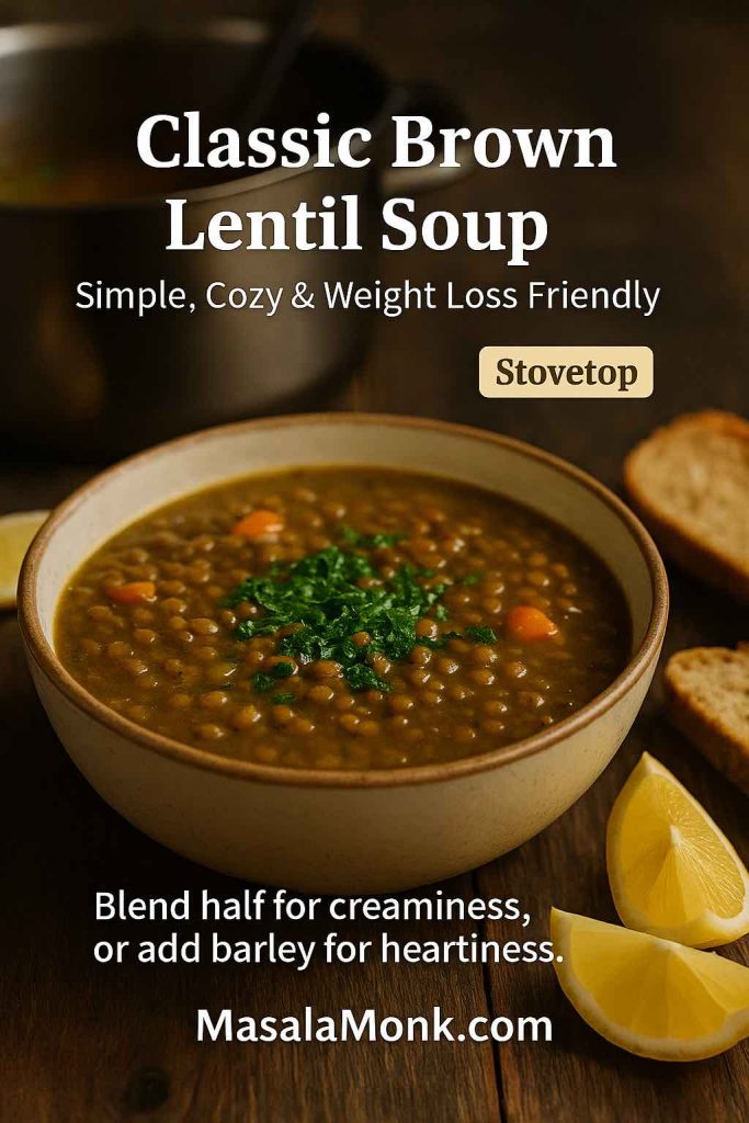 Classic brown lentil soup – simple, cozy, and weight-loss friendly.