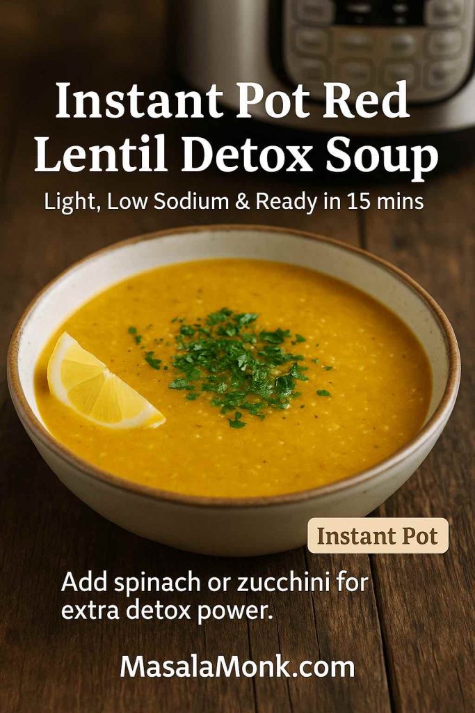 Instant Pot red lentil detox soup – vegan, light, and ready in 15 minutes.