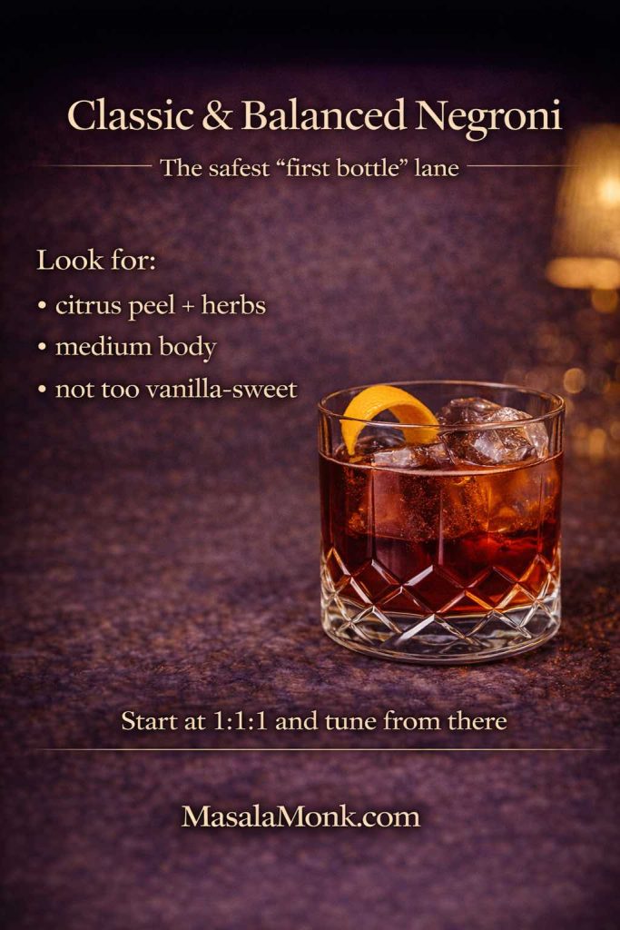 When you’re unsure where to start, this is the safest lane: choose a sweet vermouth that tastes like citrus peel and herbs with a medium body (not overly vanilla-sweet), build a classic 1:1:1 Negroni, then make tiny tweaks until it lands exactly where you like.