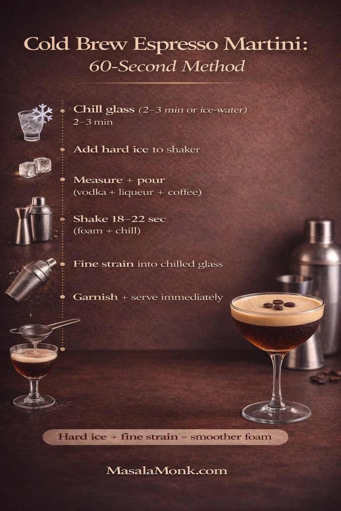 Guide to choosing the best cold brew for espresso martinis, highlighting unsweetened coffee, bold flavor that survives shaking, chocolatey/nutty notes, and a quick test for cold brew vs concentrate strength.