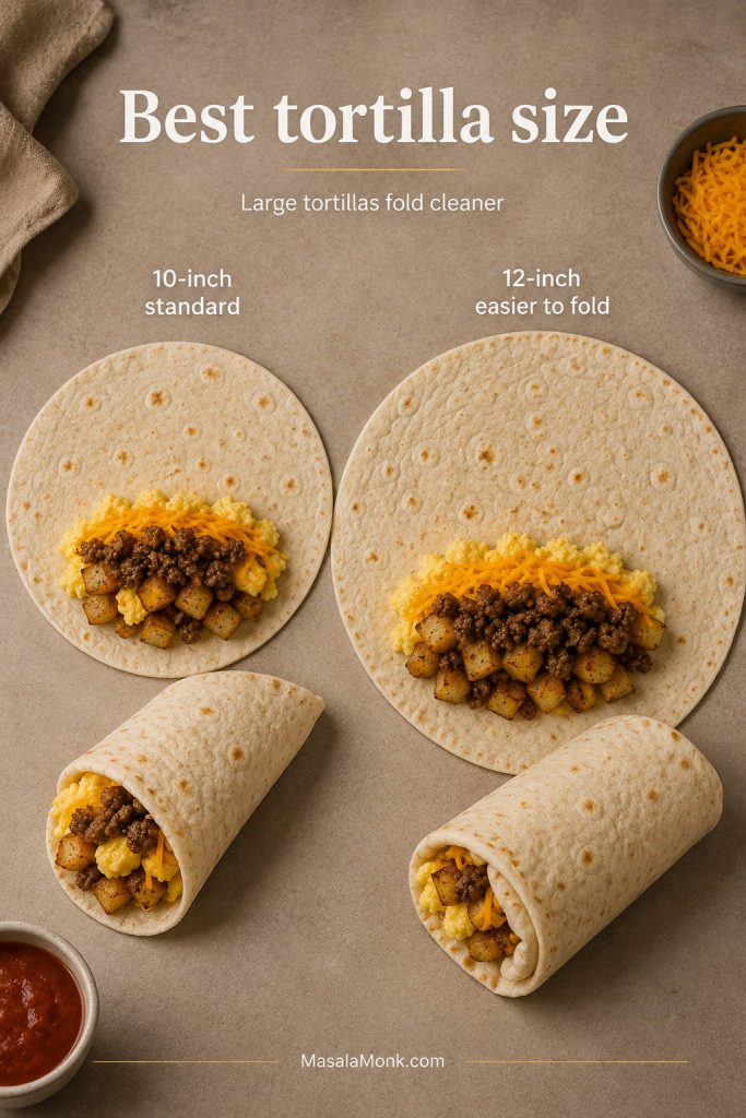 Comparison of 10-inch and 12-inch flour tortillas for making breakfast burritos