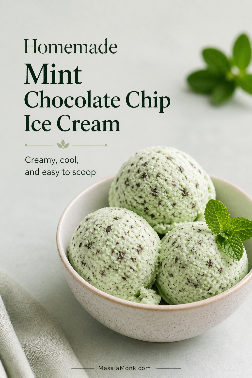 Mint Chocolate Chip Ice Cream Recipe (Creamy & Homemade) | Masala Monk