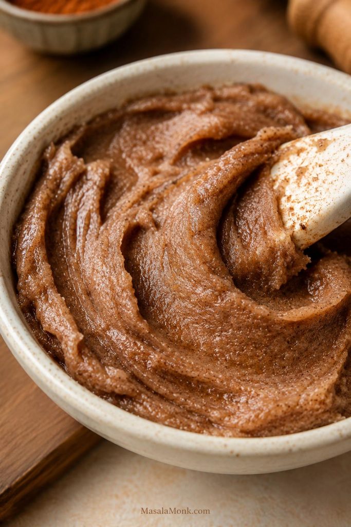Brown sugar cinnamon filling mixed with softened butter for cinnamon rolls