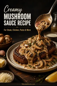 A good creamy mushroom sauce should make the plate feel complete: rich enough for steak, loose enough for pasta, and spoonable enough for potatoes or rice.