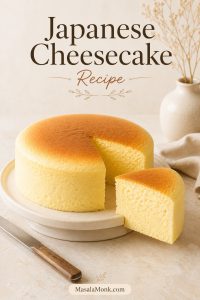 A tall Japanese cheesecake should look delicate but still slice cleanly. Because the meringue, water bath, and slow cooling all work together, the cake can stay cotton-soft without collapsing into a dense center.