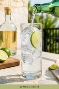 Start with plenty of ice, then finish with cold sparkling mineral water so this Ranch Water recipe stays crisp, bright, and bubbly from the first sip.