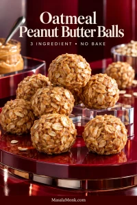 These oatmeal peanut butter balls are supposed to look oat-forward rather than perfectly smooth. Visible flakes across the surface are part of the finished texture, not a sign that the mixture was poorly mixed.